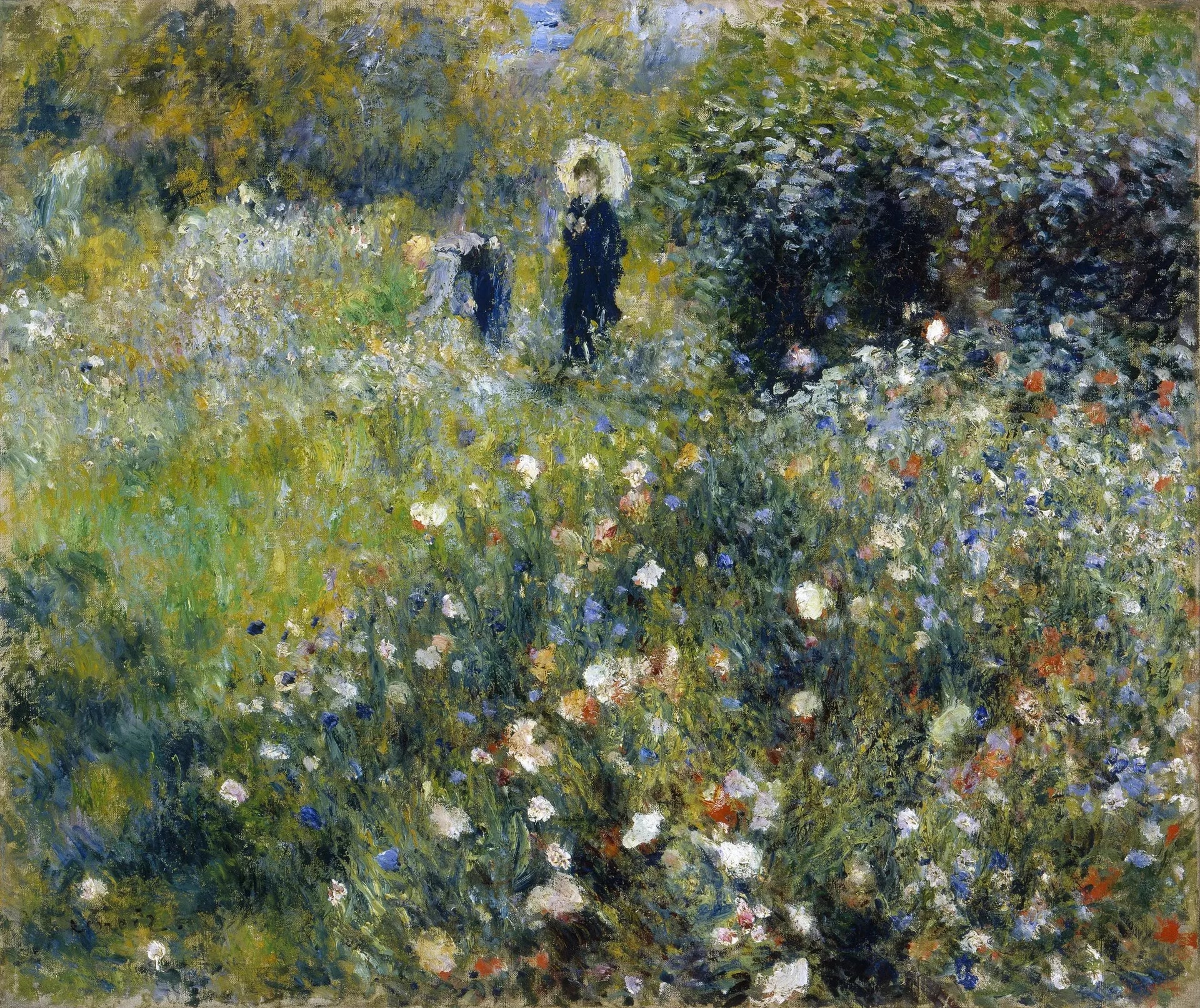 Femme avec parasol dans un jardin - Pierre-Auguste Renoir image 1 tableau peint à l’huile sur toile