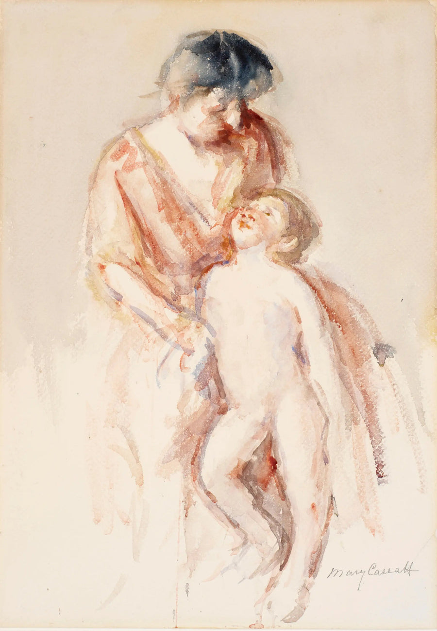 Kobieta z nagim chłopcem po jej lewej stronie - Mary Cassatt