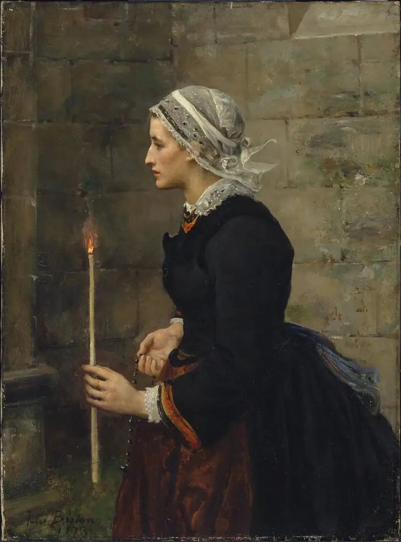 Kobieta z cienką świecą - Jules Breton