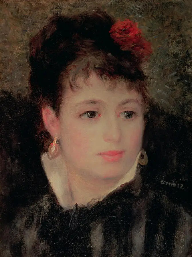 Kobieta z różą we włosach - Pierre-Auguste Renoir