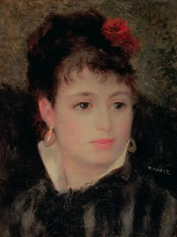 Kobieta z różą we włosach - Pierre-Auguste Renoir