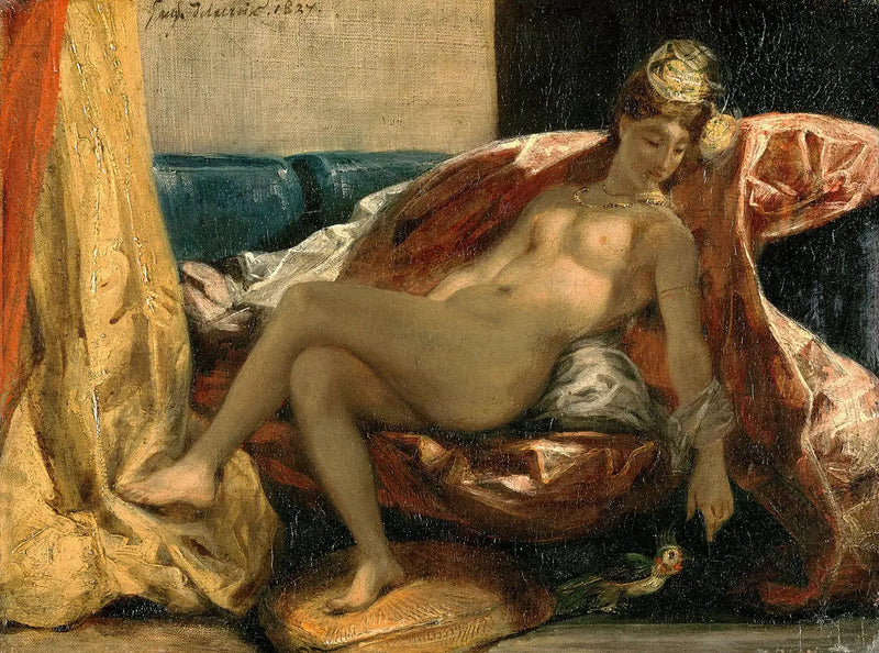 Kobieta głaszcząca papugę - Eugène Delacroix