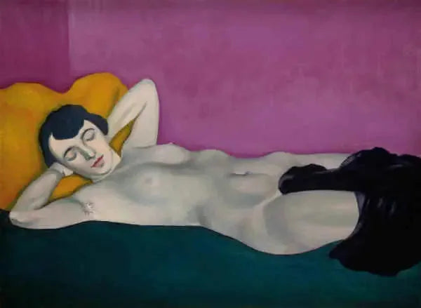 Kobieta leżąca na fioletowym tle - Félix Vallotton