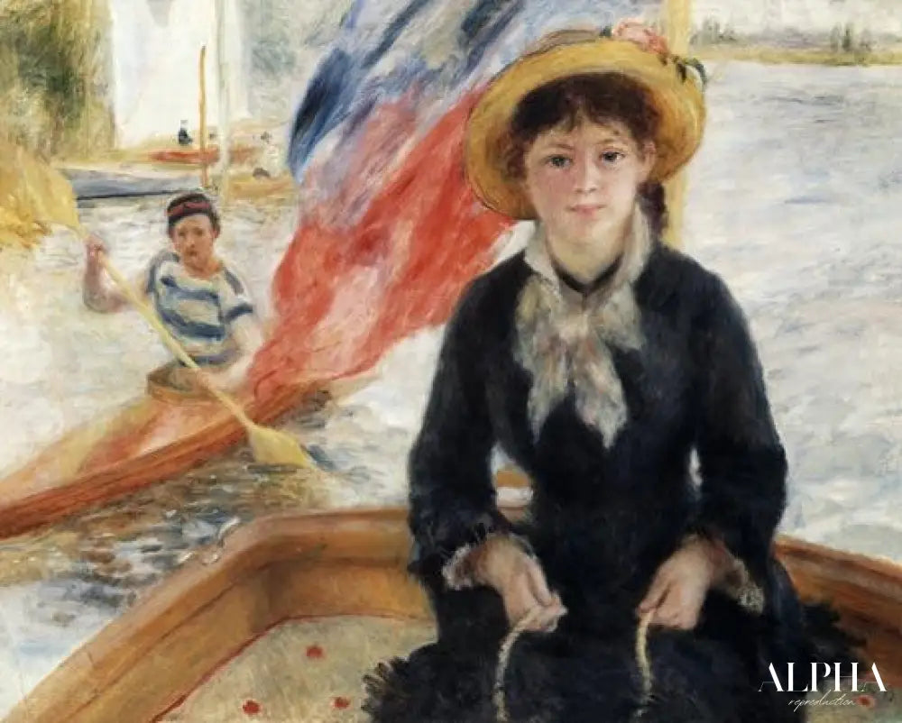 Femme dans un bateau avec un canoéiste - Pierre-Auguste Renoir - Reproductions de tableaux et peintures haut de gamme