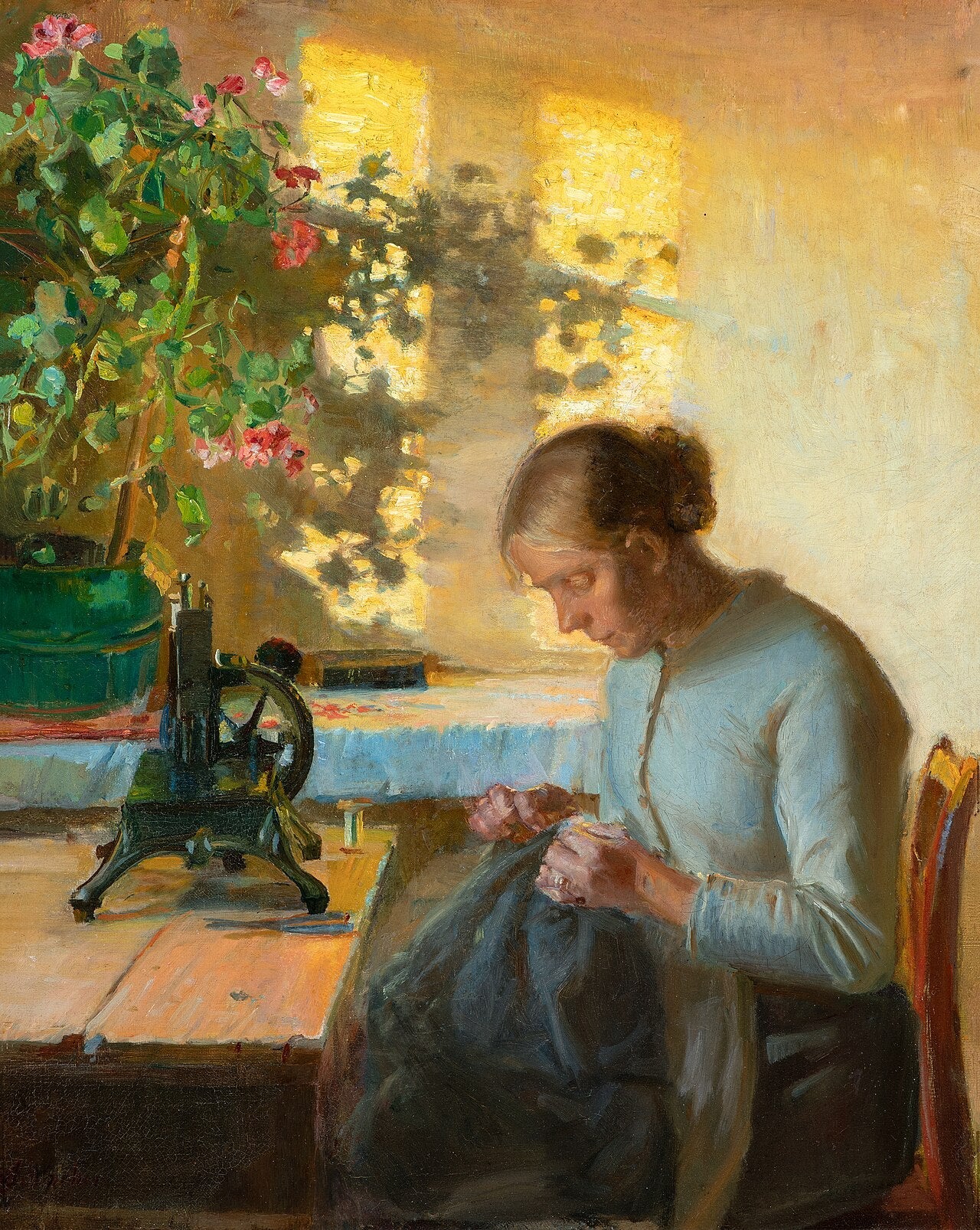 femme de pêcheur couturière - Anna Ancher image 1 tableau peint à l’huile sur toile