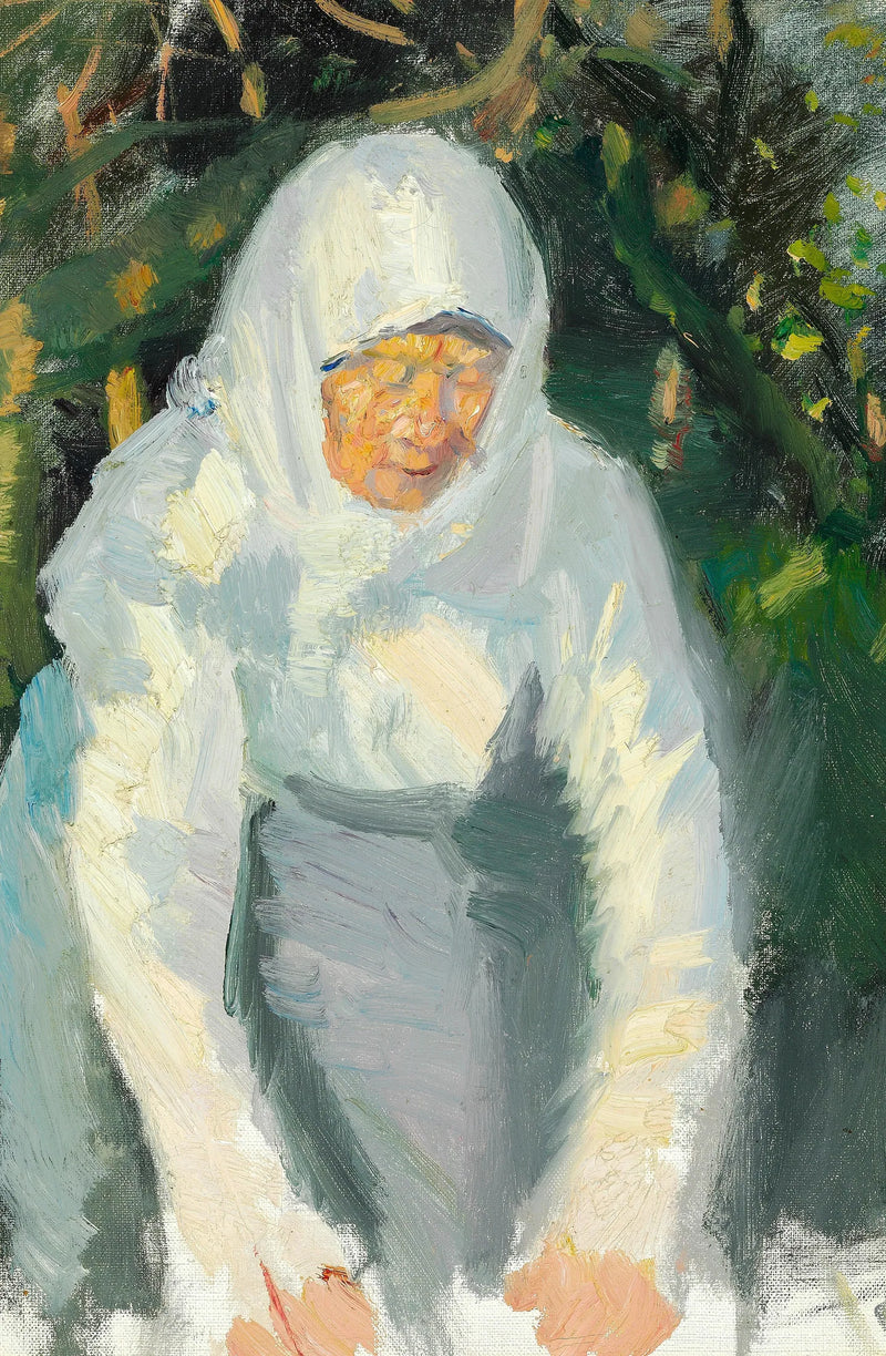 Kobieta ze Skagen z białą chustą. - Anna Ancher