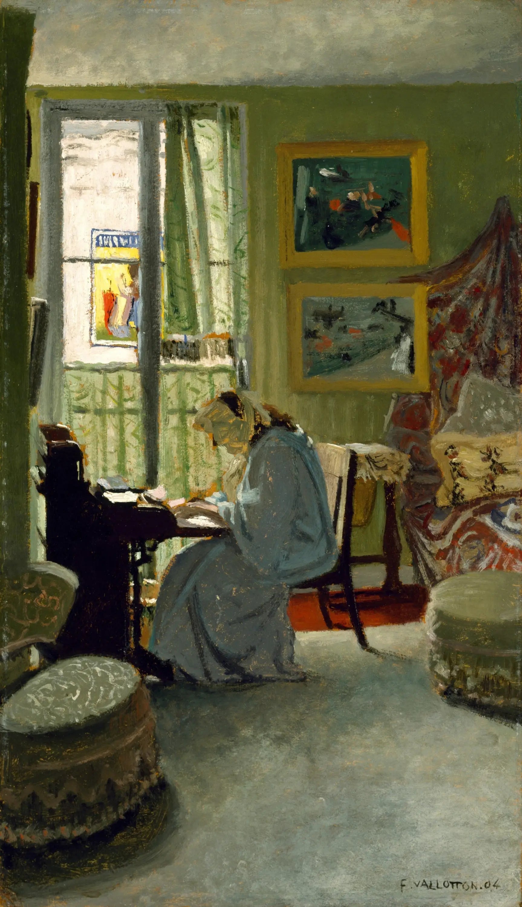 Femme écrivant dans un intérieur - Félix Vallotton - Alpha Reproduction