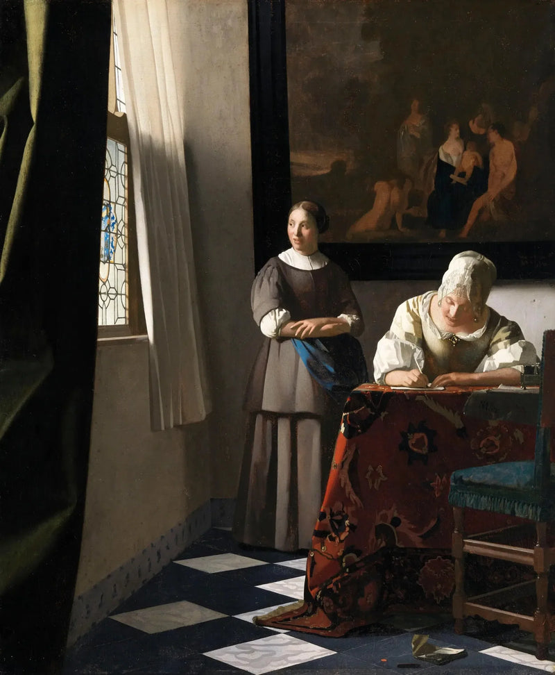Kobieta pisząca list i jej służąca - Johannes Vermeer