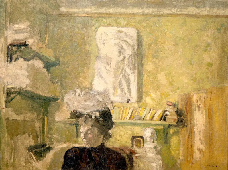 Kobieta w kapeluszu przed płaskorzeźbą - Édouard Vuillard