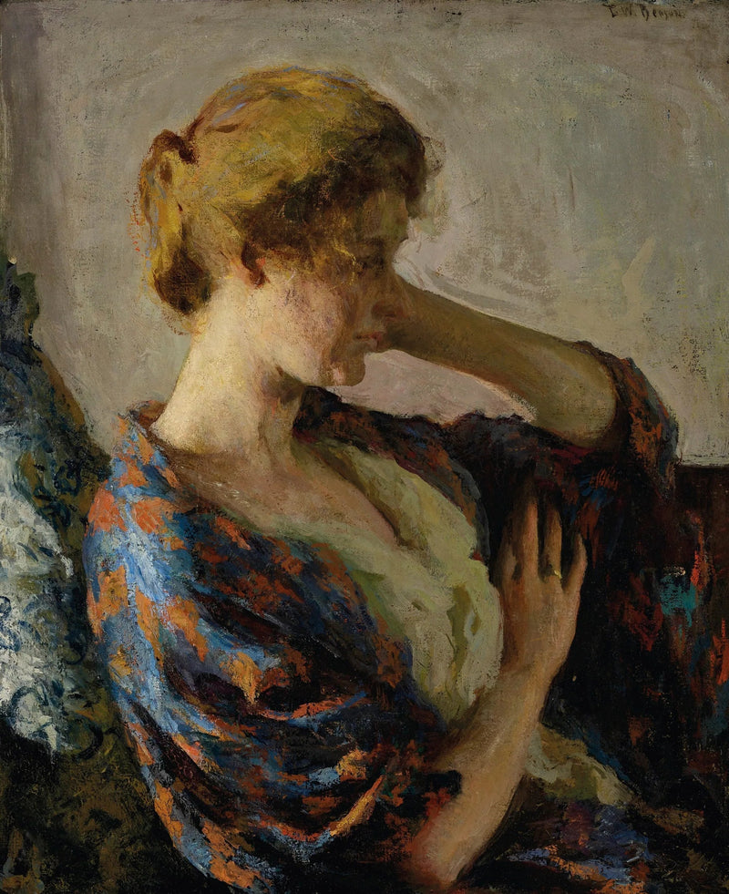 Kobieta w niebieskim kimono - Frank Weston Benson