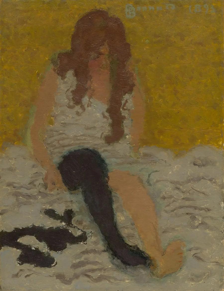Kobieta zakładająca pończochy - Pierre Bonnard