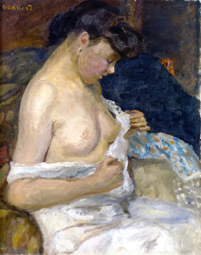 Kobieta ściągająca swoją koszulę - Pierre Bonnard
