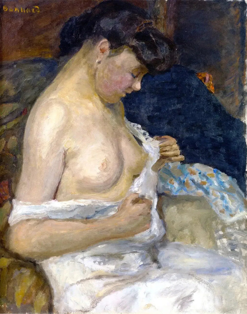 Kobieta ściągająca swoją koszulę - Pierre Bonnard
