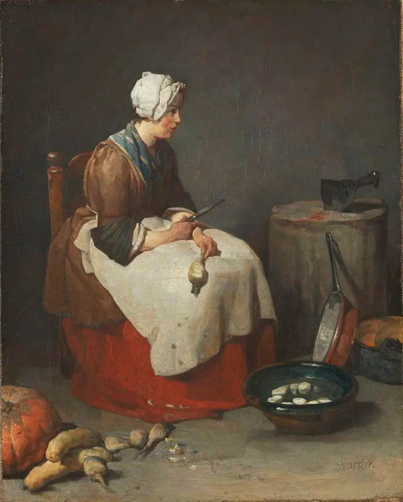 Kobieta obierająca rzodkiewki - Jean Simeón Chardin