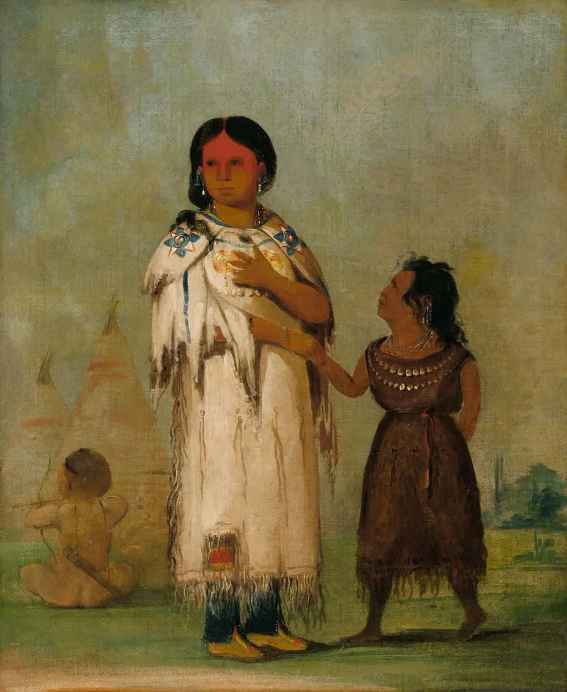 Kobieta i dziecko assiniboine - George Catlin