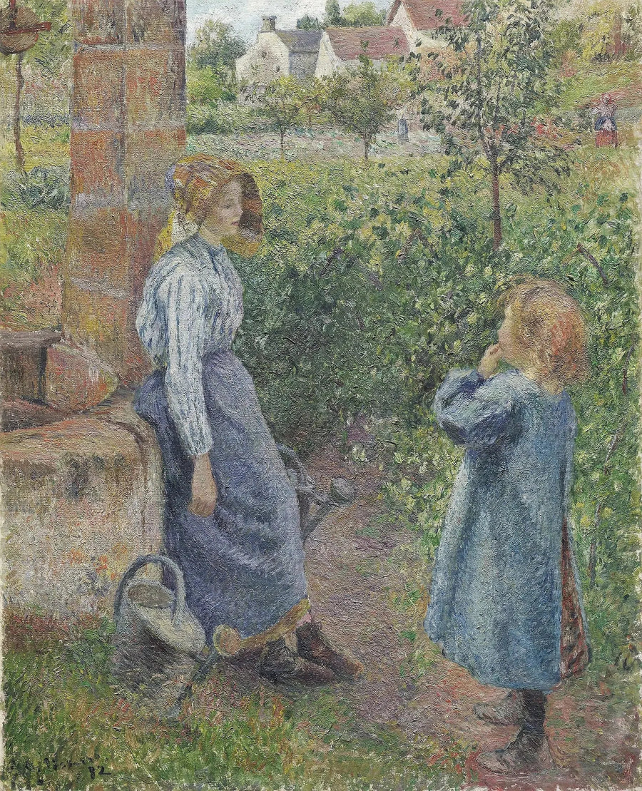 Kobieta i dziecko przy studni - Camille Pissarro