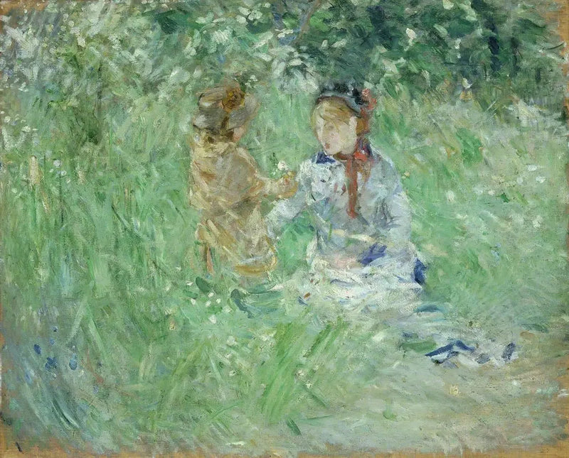 Kobieta i dziecko na łące w Bougival - Berthe Morisot