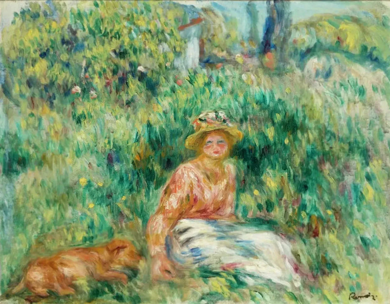 Kobieta i Rip w trawie - Pierre-Auguste Renoir