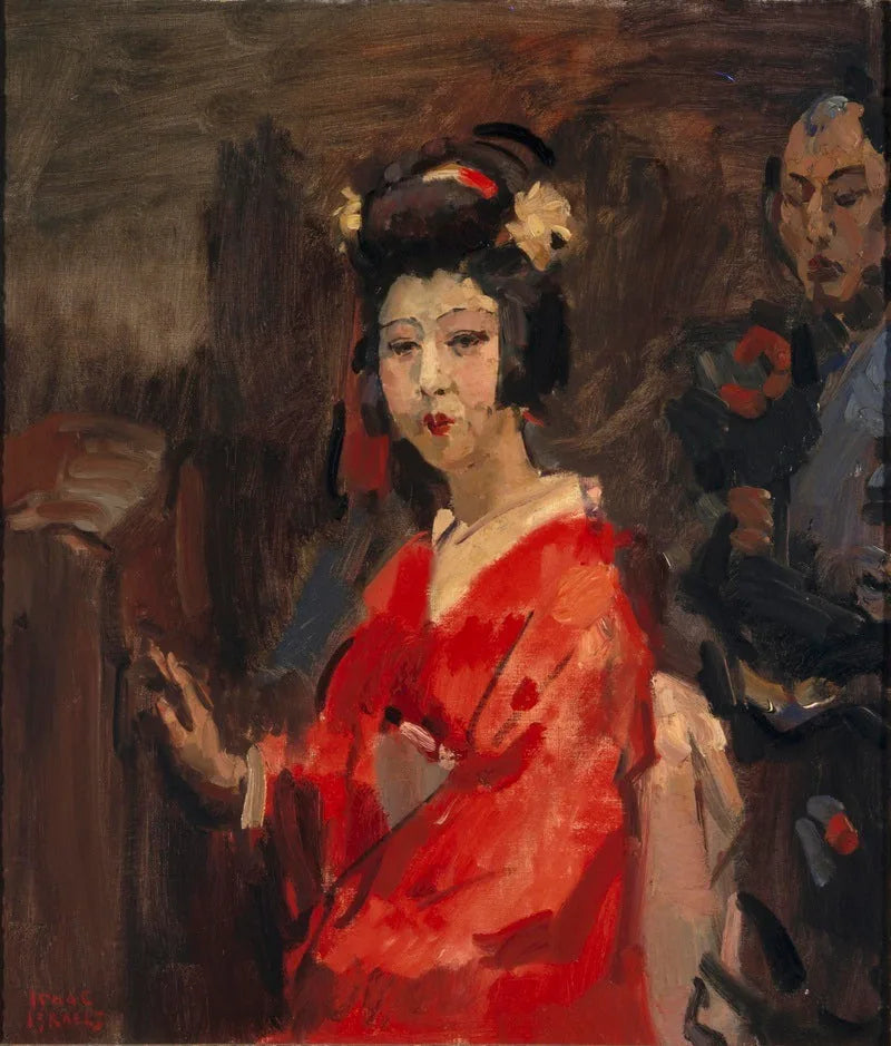 Japońska kobieta w czerwonym kimono - Isaac Israëls