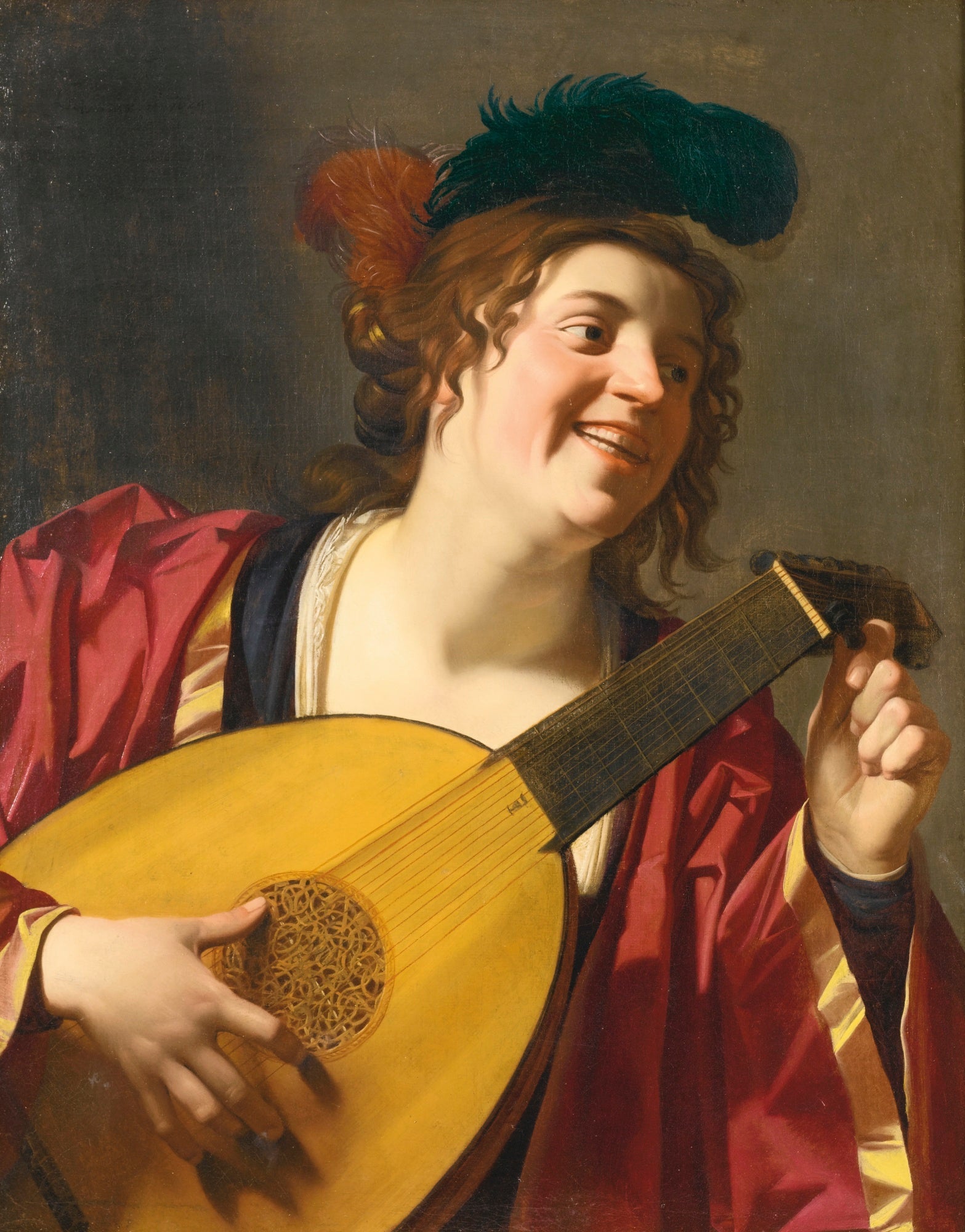 Femme jouant du luth - Gerrit van Honthorst - Alpha Reproduction