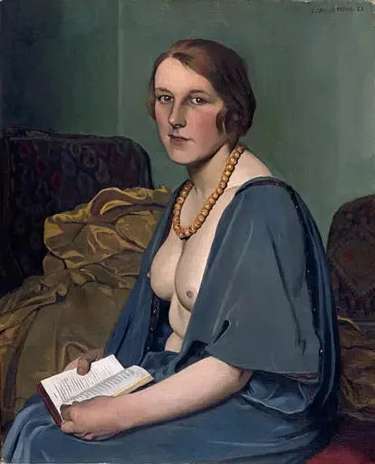 Kobieta czytająca nagie piersi - Félix Vallotton