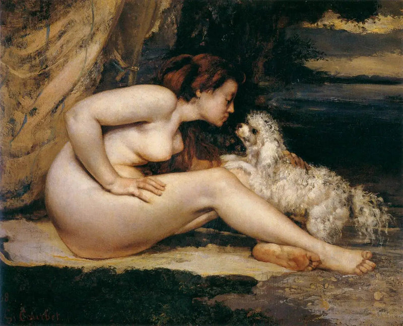Nagą kobieta z psem - Gustave Courbet