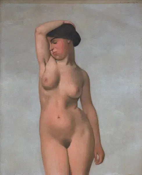 Nagą kobieta z podniesionym biustonoszem - Félix Vallotton