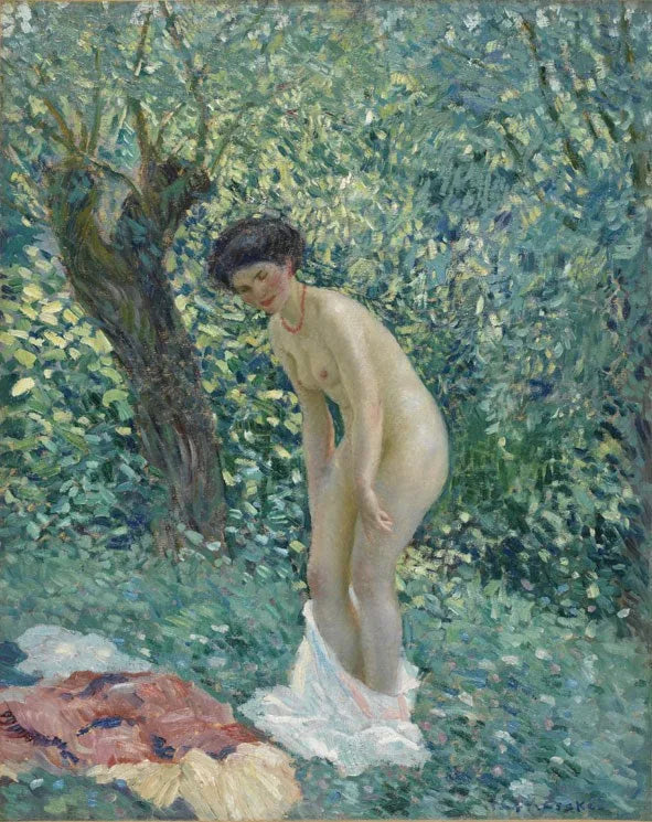 Nagą kobieta w lesie - Frederick Carl Frieseke