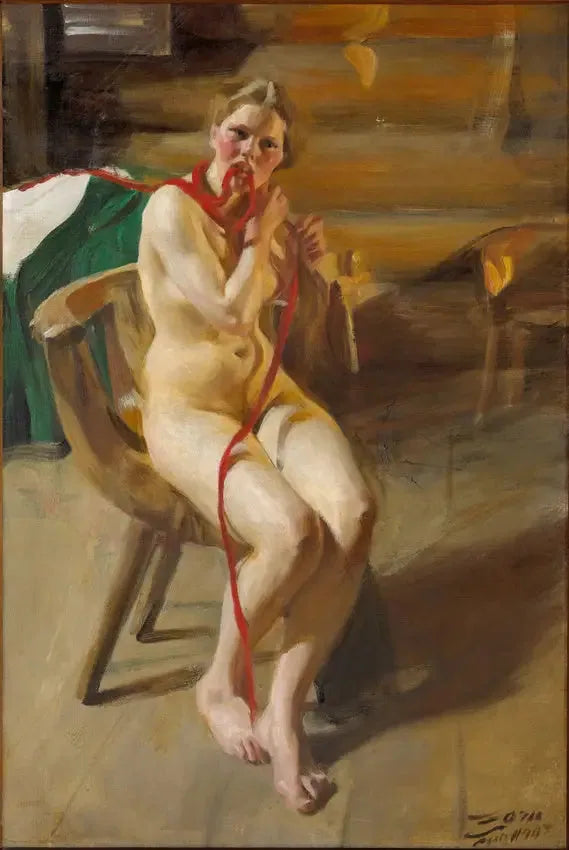 Nagą kobietę malującą włosy - Anders Zorn