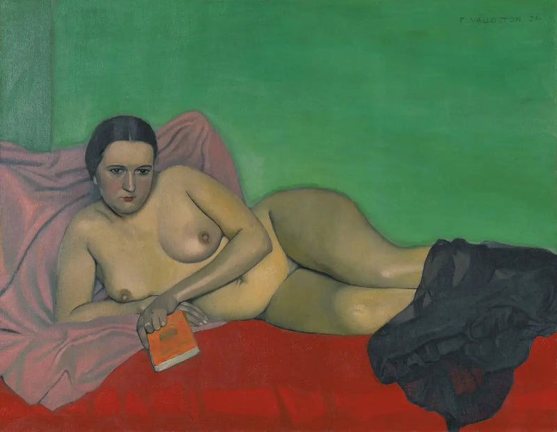 Nagą kobieta trzymająca książkę - Félix Vallotton