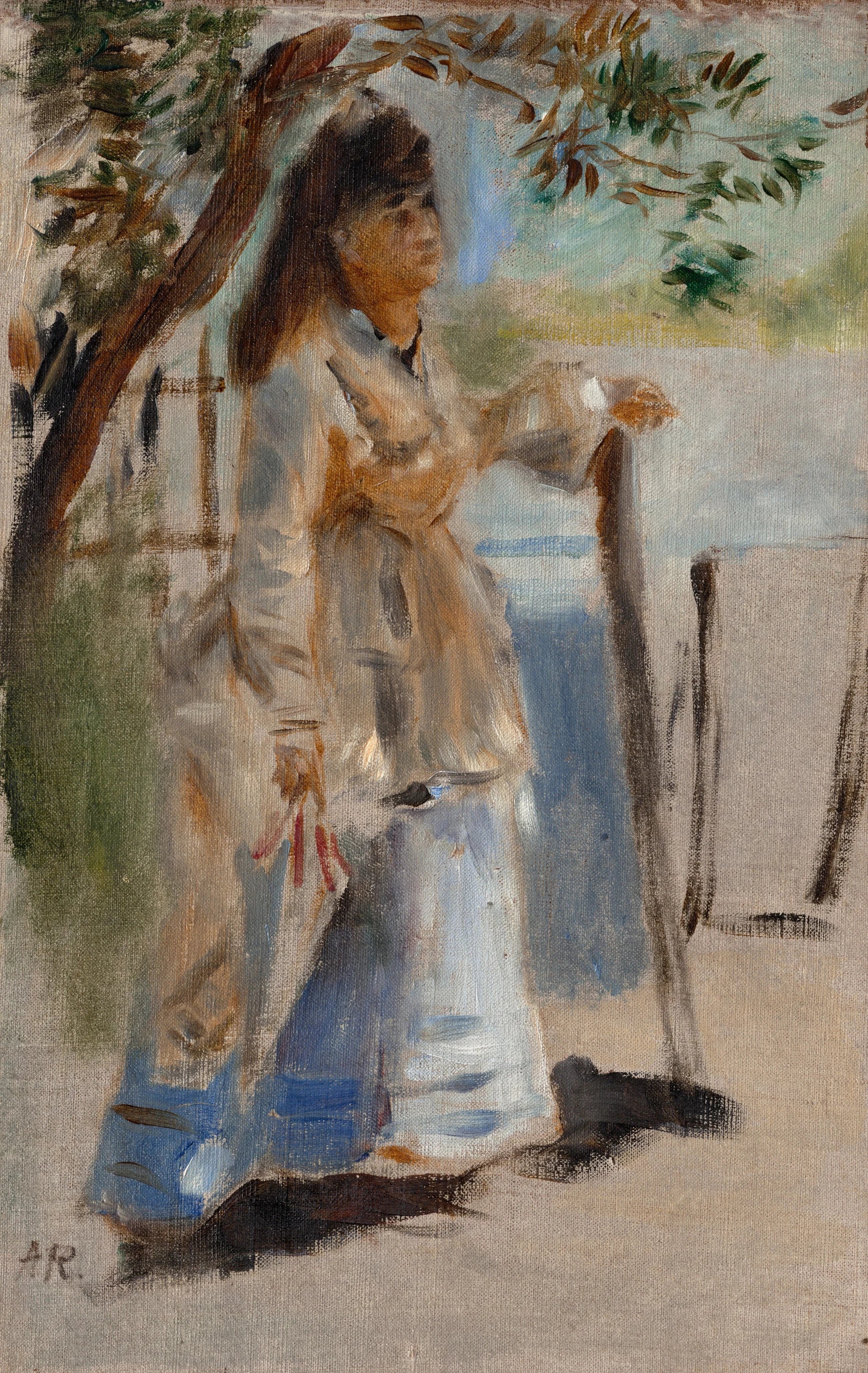 Femme près d’une clôture, petite étude peinte en 1866 par Pierre-Auguste Renoir, National Gallery of Art 1970.17.66