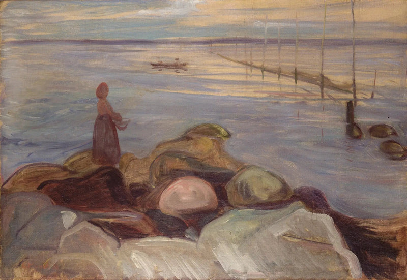 Kobieta blisko morza w Åsgardstrand - Edvard Munch