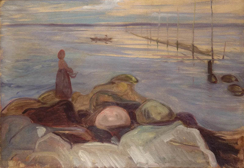 Kobieta blisko morza w Åsgardstrand - Edvard Munch