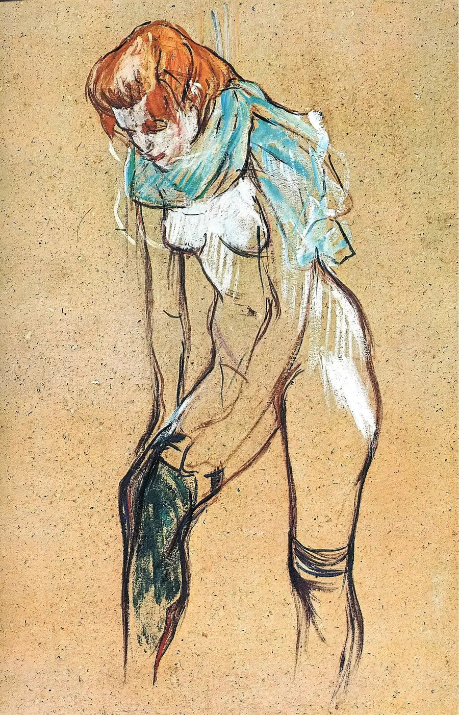 Kobieta, która ściąga pończochę - Henri de Toulouse-Lautrec