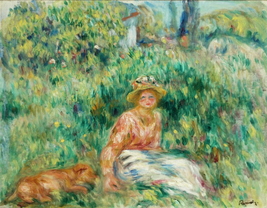 Kobieta i Rip w trawie - Pierre-Auguste Renoir