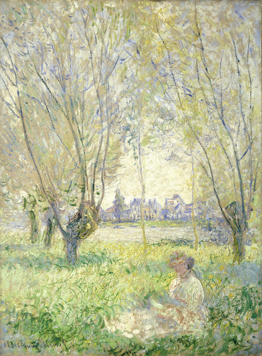 Kobieta siedząca pod wierzbami (W613) - Claude Monet