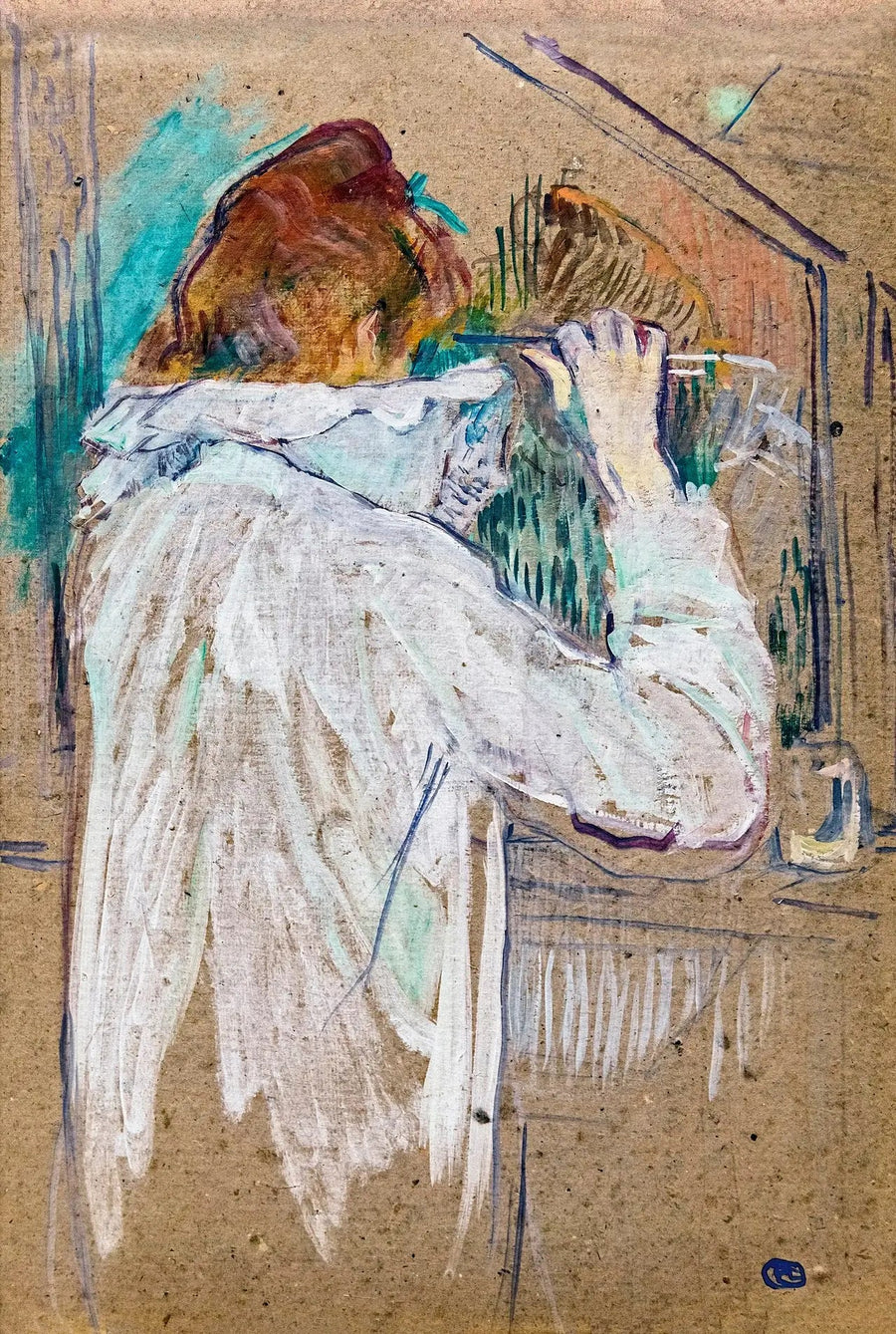 Kobieta kręcąca włosy - Henri de Toulouse-Lautrec