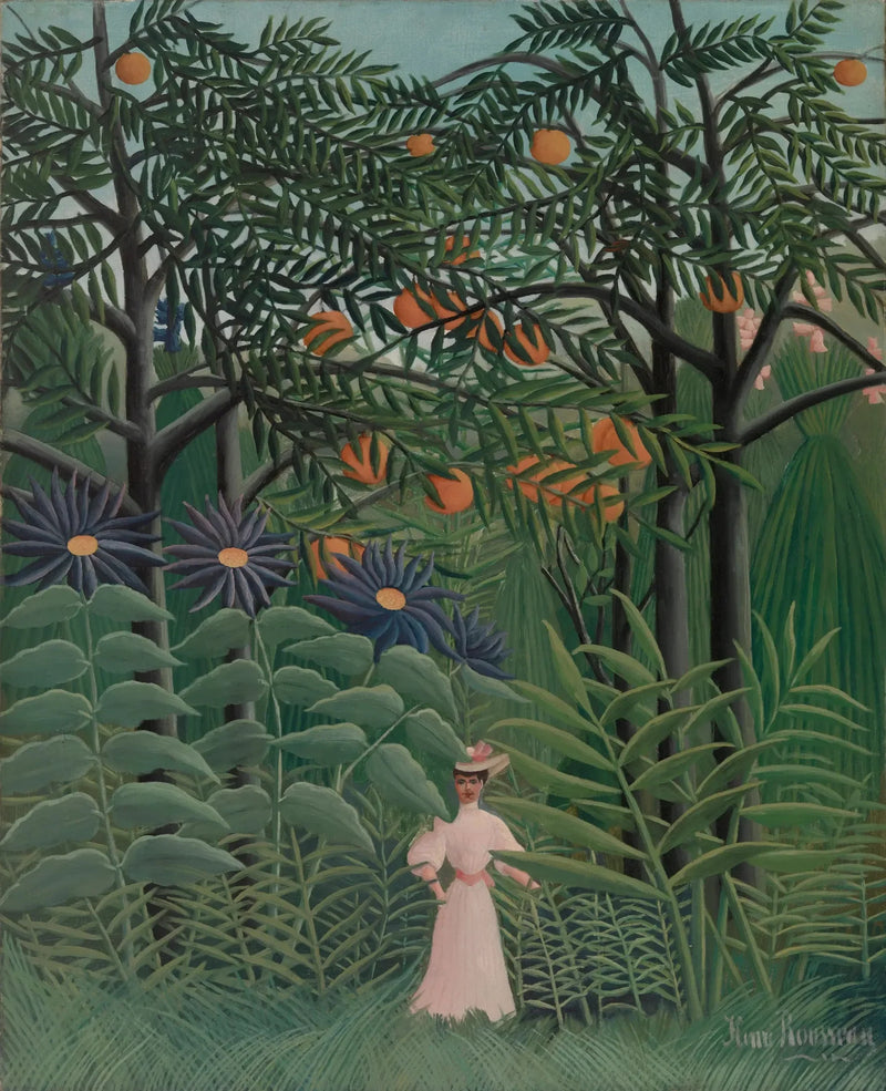 Kobieta spacerująca po egzotycznym lesie - Henri Rousseau