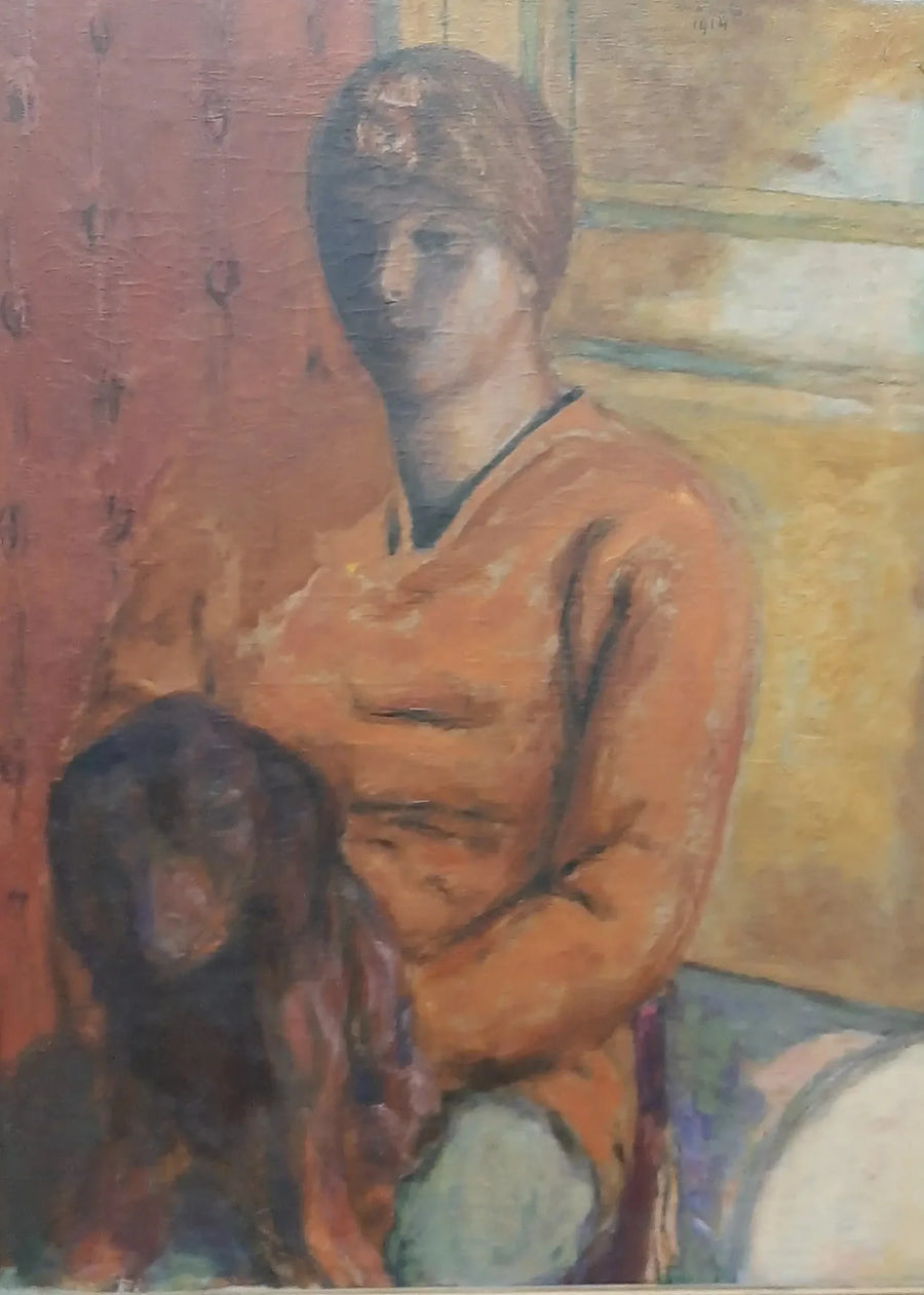 Kobieta trzymająca psa na kolanach - Pierre Bonnard