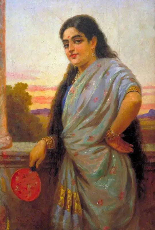 Kobieta trzymająca wachlarz - Ravi Varmâ
