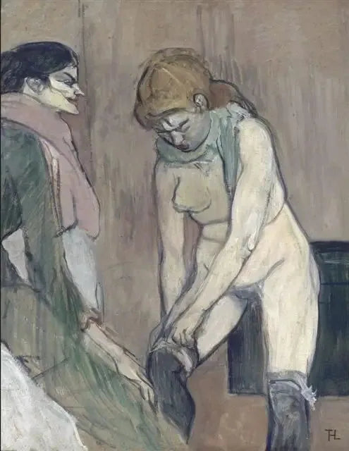 Kobieta zakładająca pończochę - Henri de Toulouse-Lautrec