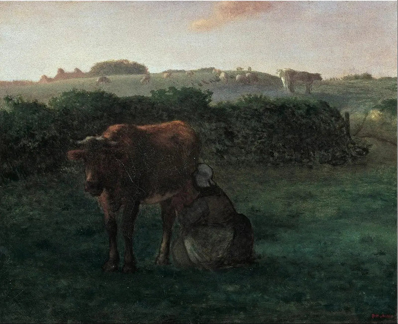 Kobieta rysująca krowę - Jean-François Millet