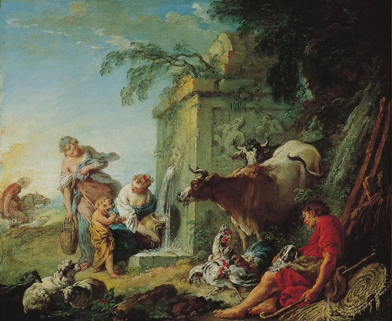 Kobiety przy fontannie - François Boucher