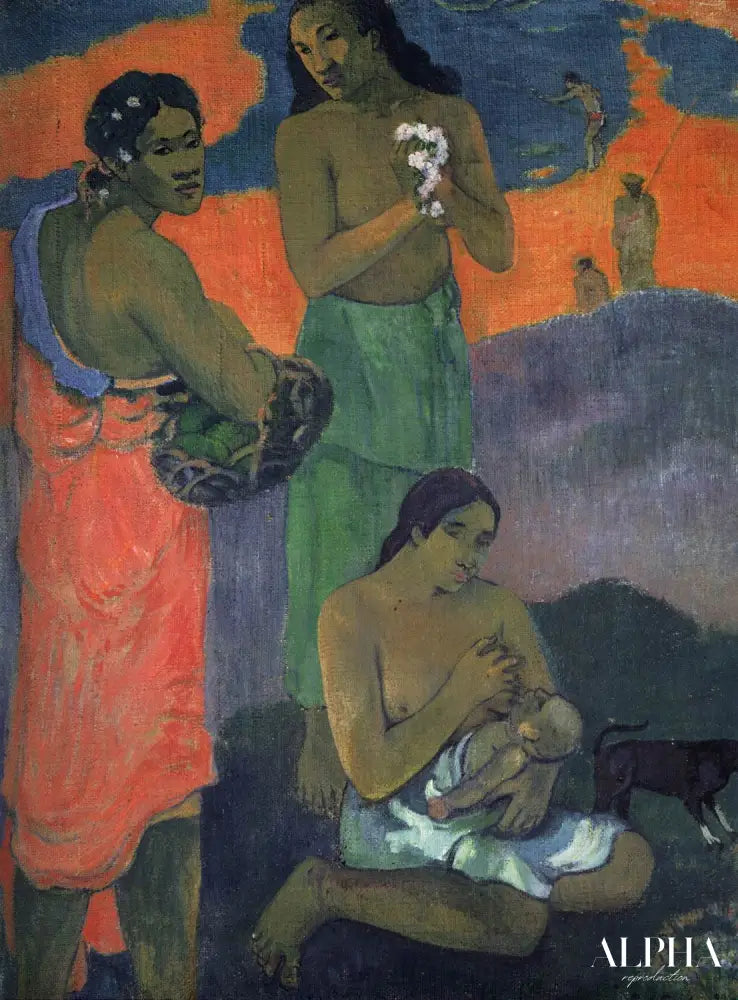 Femmes au bord de la mer (La maternité) - Paul Gauguin - Reproductions de tableaux et peintures haut de gamme