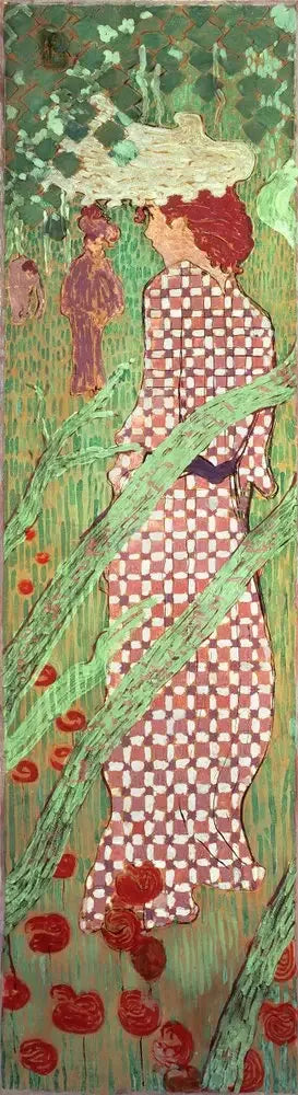 Kobiety w ogrodzie: kobieta w kratkowanej sukience - Pierre Bonnard