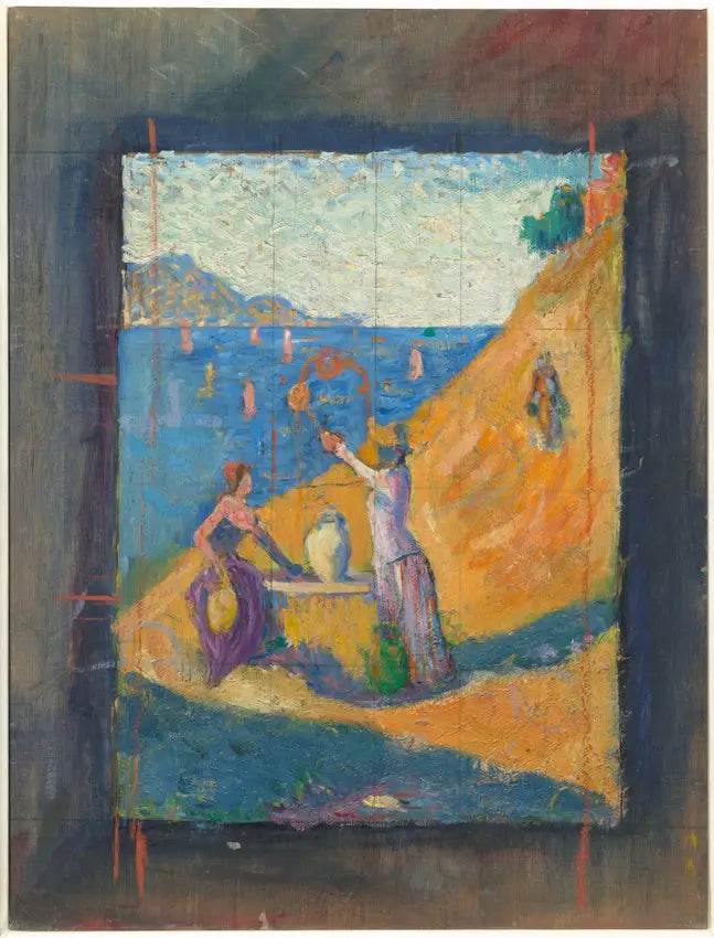 Kobiety przy studni. Szkic III; Widok portu w Saint-Tropez - Paul Signac