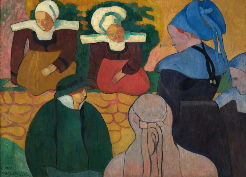 Kobiety bretońskie przed murem - Émile Bernard