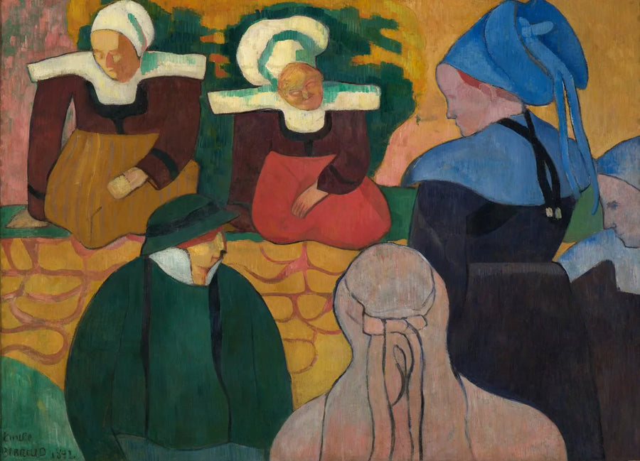 Kobiety bretońskie przed murem - Émile Bernard