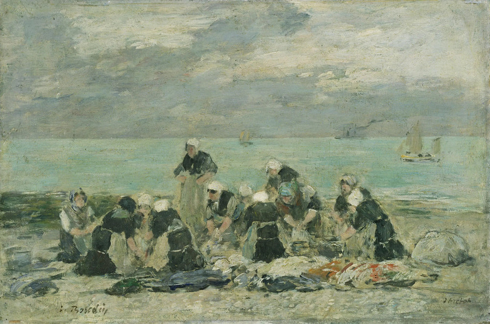 Femmes lavant le linge à Étretat - Eugène Boudin image 1 reproduction réalisée par Alpha Reproduction