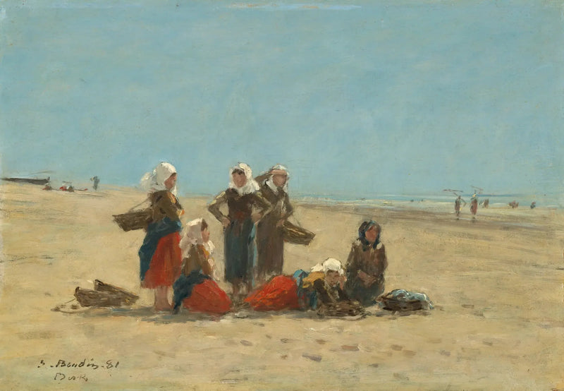 Kobiety na plaży w Berck - Eugène Boudin
